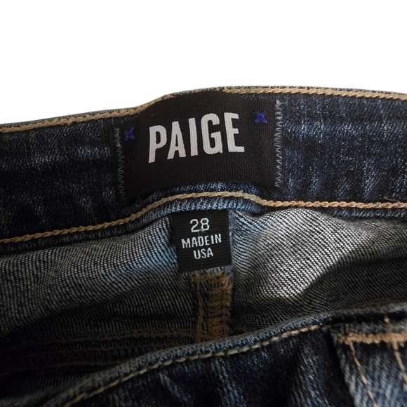 Blue PAIGE Star Embroidery Skyline Ankle Peg Jeans sz 28 - Picture 4 of 7
